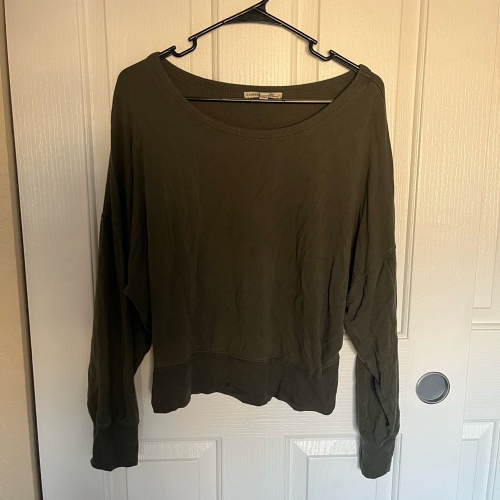 Over Sized Off The Shoulder Green Top